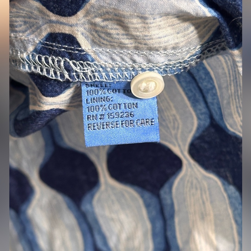 J.McLaughlin Lois Long Sleeve Shirt Blue Preppy Coastal Resort Vacation Cotton - Picture 8 of 10
